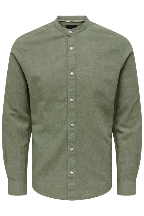 Only & Sons onscaiden ls solid linen mao shirt